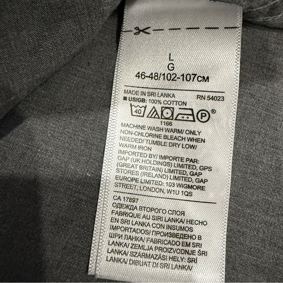 Banana Republic Luxe Poplin Slim Fit L Gray Safari Patterned Casual Shirt - Picture 9 of 17